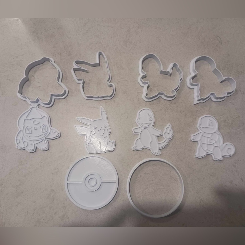 Pokemon Cookie Cutters & Stamps — 3D Printed Set (Separate Stamps & Cutters)